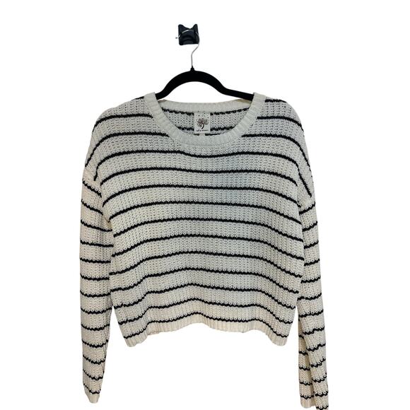 Self Esteem Juniors Net Knit Sweater – White & Black Stripes, Size M - Picture 2 of 3